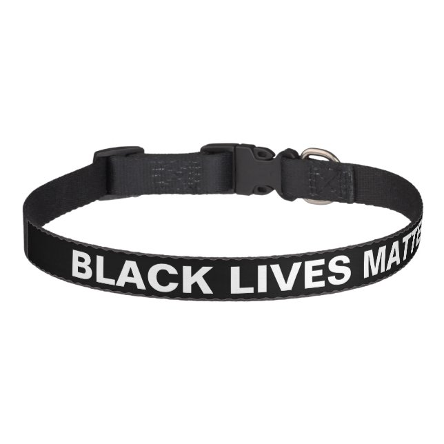 Black lives matter black white minimalist dog cat pet collar (Front)