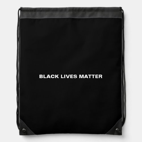 Black lives matter black white minimalist Drawstring Bag