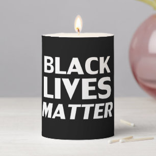 Black Lives Matter black white modern typography Pillar Candle