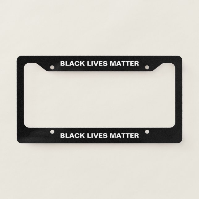 Black Lives Matter black white text minimalist License Plate Frame (Front)