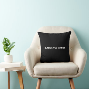 Black Lives Matter black white text minimalist Throw Pillow