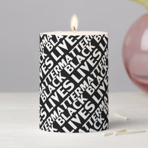 Black Lives Matter black white typography pattern Pillar Candle
