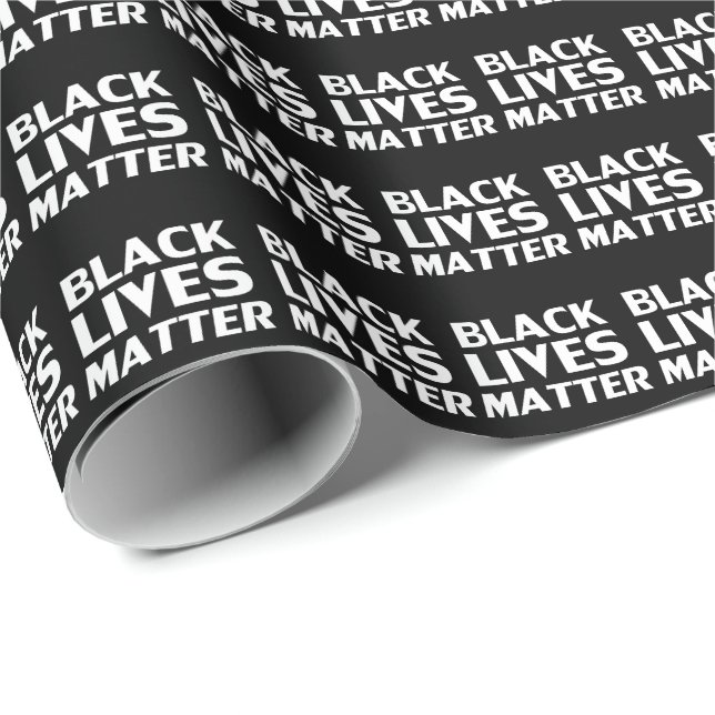Black Lives Matter black white typography pattern Wrapping Paper (Roll Corner)