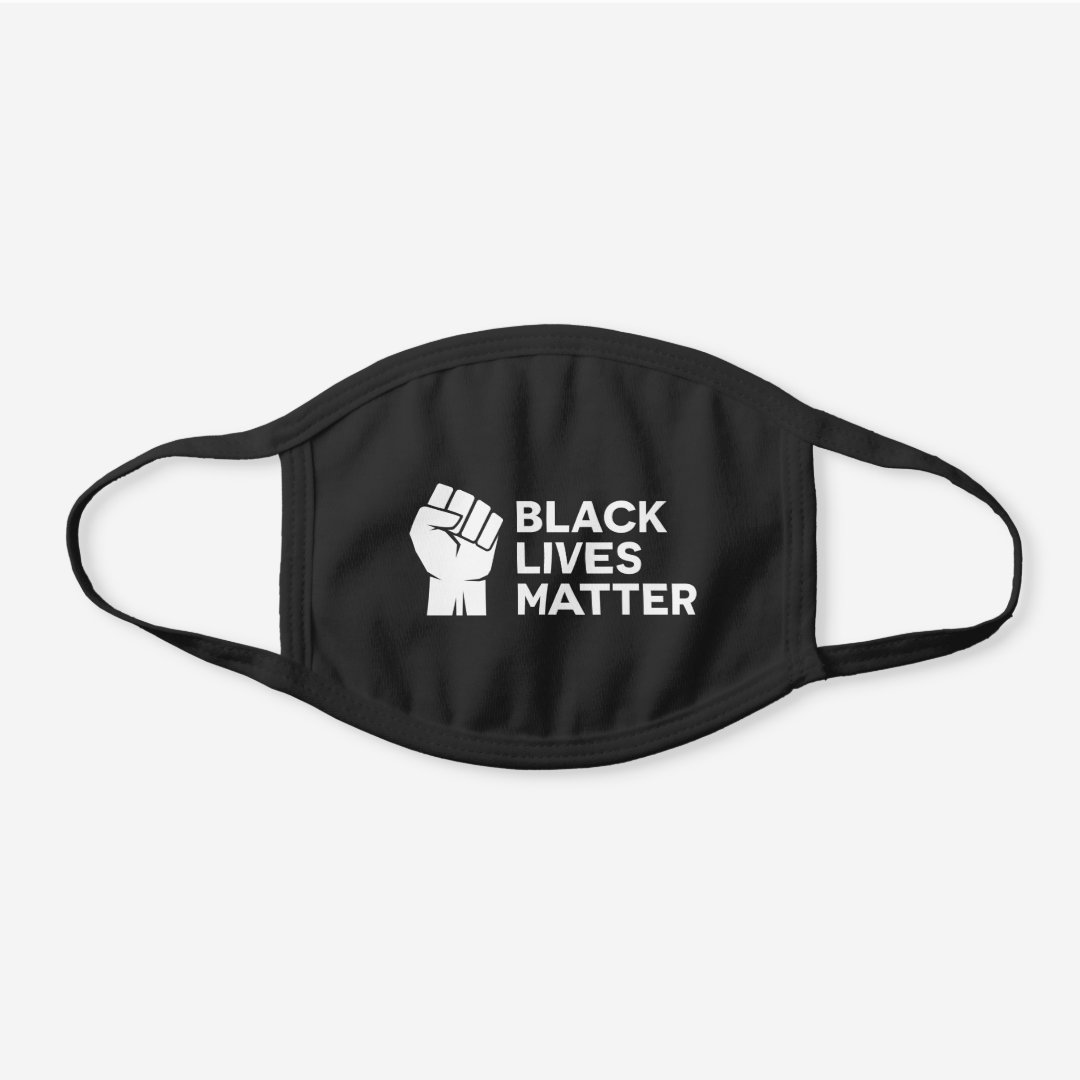 Black Lives Matter BLM Clinched Fist Black Cotton Face Mask | Zazzle