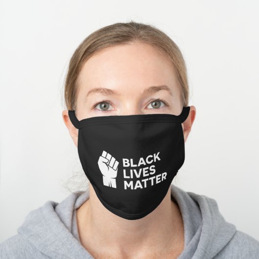 Black Lives Matter BLM Clinched Fist Black Cotton Face Mask (Worn)