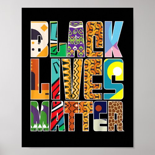 Black Lives Matter BLM Diversity Mural Art Black H Poster