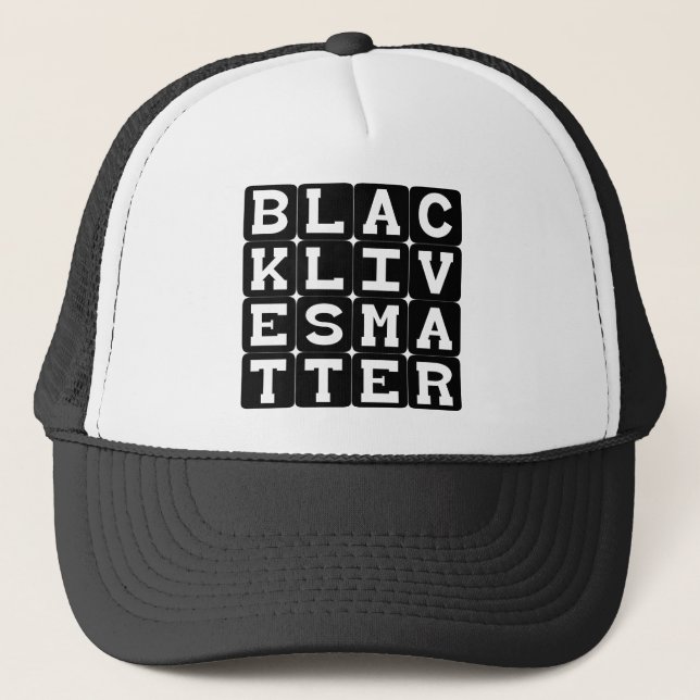 Black Lives Matter BLM in Square Pattern Trucker Hat (Front)