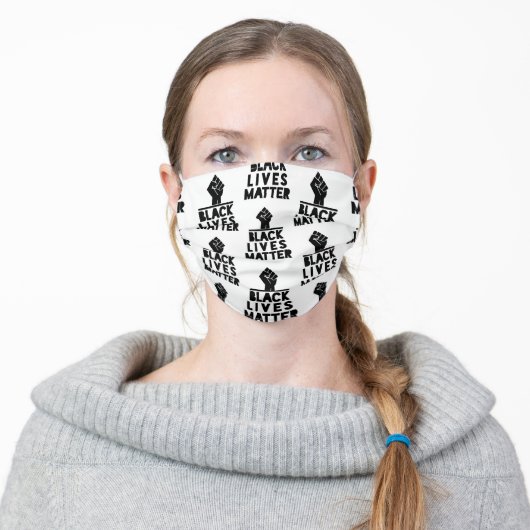 black lives matter blm protest power fist facemask adult cloth face mask (Worn)