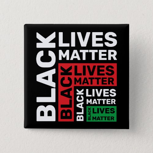 Black Lives Matter BLM Red Green Black Typography Button