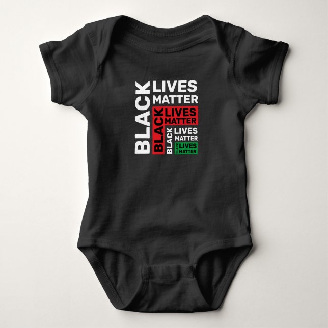 Black Lives Matter BLM Red Green Typography Baby Bodysuit (Front)