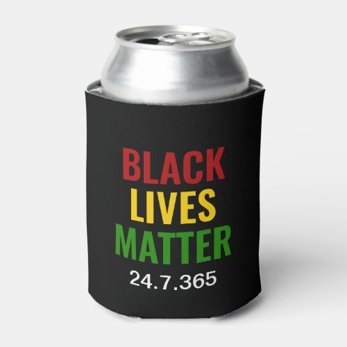 BLACK LIVES MATTER BLM Red Yellow Green BHM Can Cooler