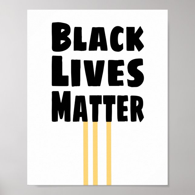 Black Lives Matter BLM three Yellow Stripes Poster (Front)