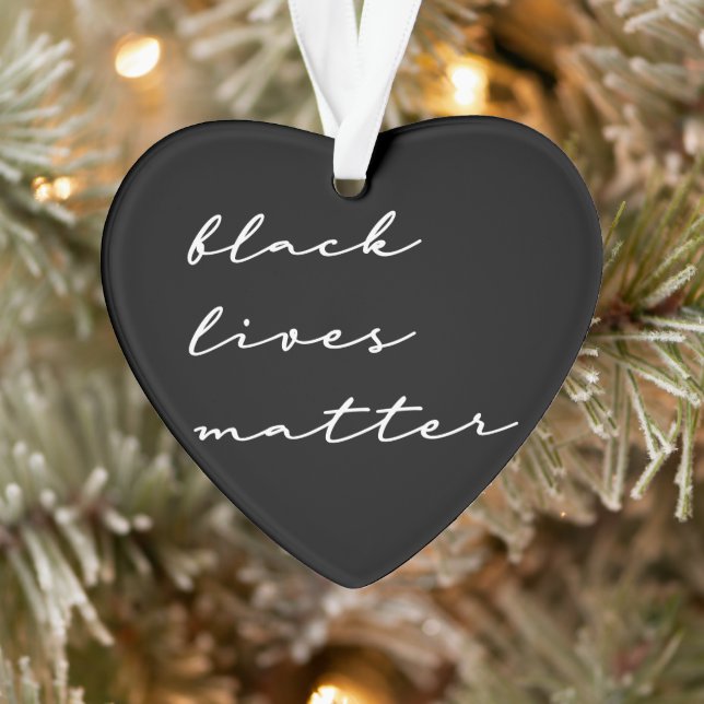 Black Lives Matter Calligraphy Custom Colors Heart Ornament (Tree)
