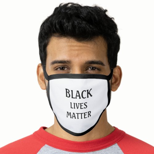 Black lives matter calligraphy on white face mask
