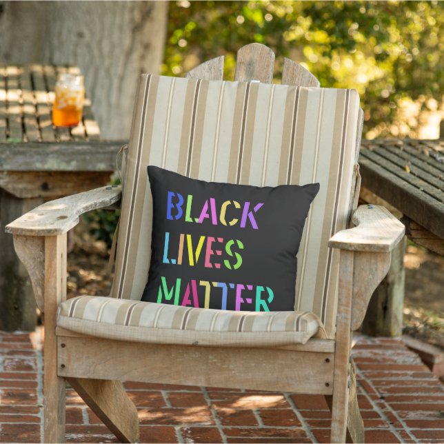 Black Lives Matter Colorful Stencil 01 Outdoor Pillow (Chair)
