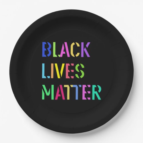 Black Lives Matter Colorful Stencil Design 01 Paper Plates