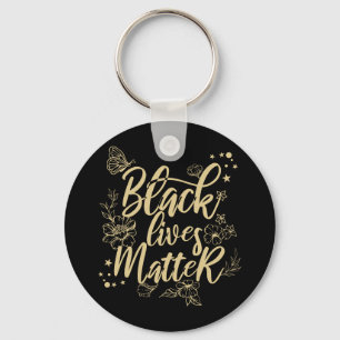 Black Lives Matter Elegant Black and Gold BLM Keychain