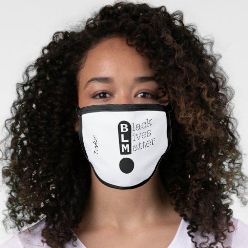 Black Lives Matter Exclamation Mark White Monogram Face Mask