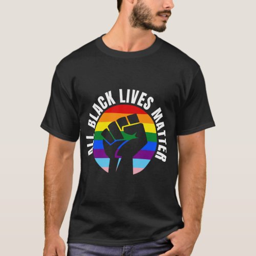 Black Lives Matter Fist and LGBTQ Flag T_Shirt