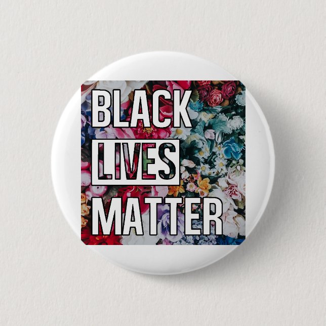Black Lives Matter Floral Design Button (Front)