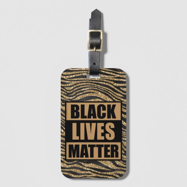 Black Lives Matter Glam Tiger Stripes  Luggage Tag (Front Vertical)