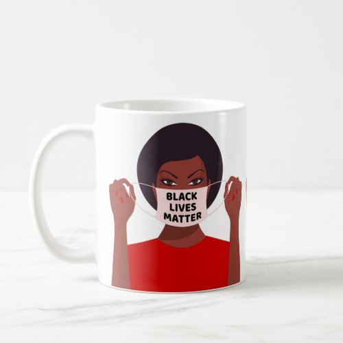black lives matter history afro covid mask woman coffee mug