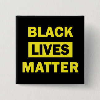 Black Lives Matter in Yellow Block Letters Button