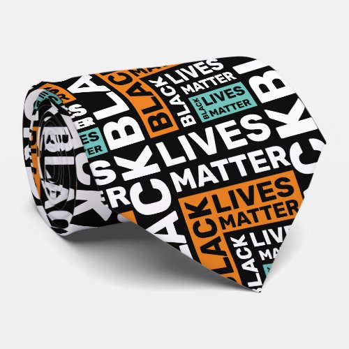 Black Lives Matter Orange Blue Typography Pattern Neck Tie