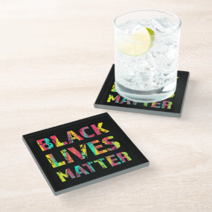 Black Lives Matter Painting 01 Uprising Colorful Glass Coaster
