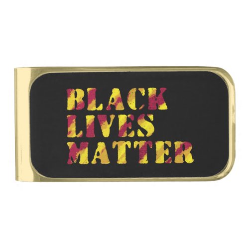 Black Lives Matter Painting 02 Red Yellow Custom Gold Finish Money Clip