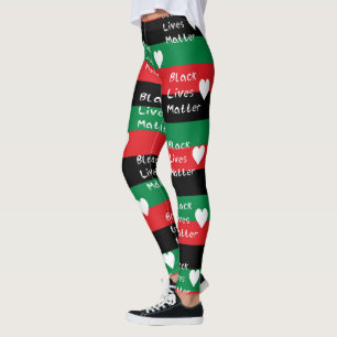 Black Lives Matter Pan-African Flag White Heart Leggings