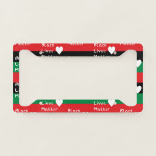 Black Lives Matter Pan-African Flag White Heart License Plate Frame