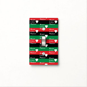 Black Lives Matter Pan-African Flag White Heart Light Switch Cover