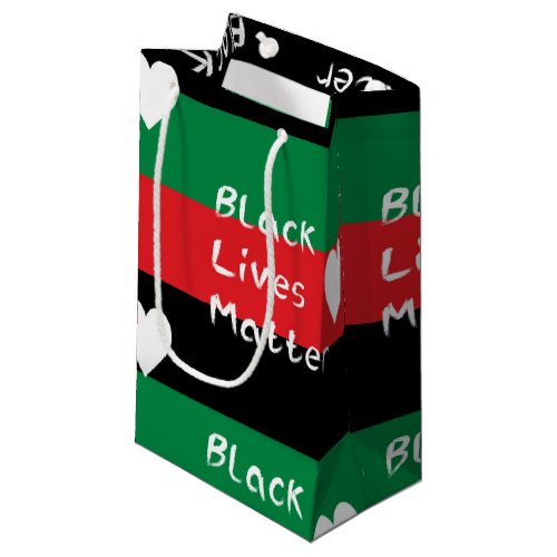 Black Lives Matter Pan_African Flag White Heart Small Gift Bag