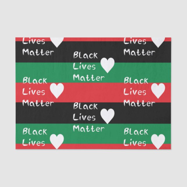 Black Lives Matter Pan-African Flag White Heart Tissue Paper (Front)