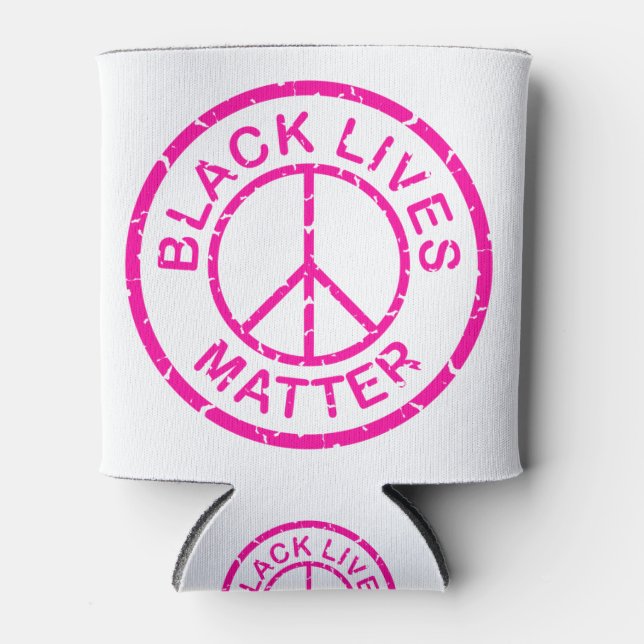black lives matter peace sign pink can cooler (Front)