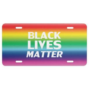 Black Lives Matter rainbow gradient lgbt pride License Plate