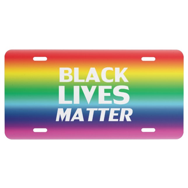 Black Lives Matter rainbow gradient lgbt pride License Plate (Front)