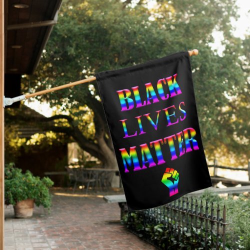 Black Lives Matter Rainbow LGBTQ Fist Garden Flag