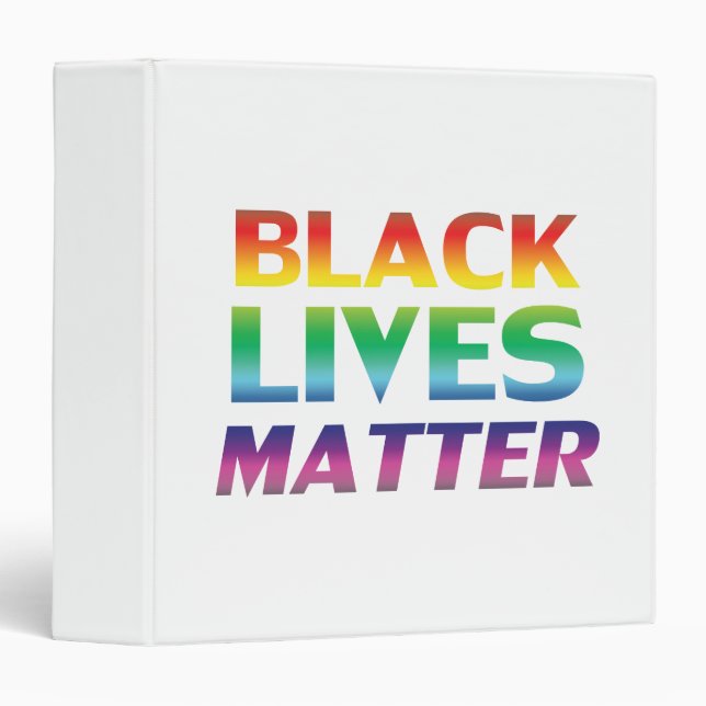 Black Lives Matter rainbow modern typography 3 Ring Binder (Front/Spine)