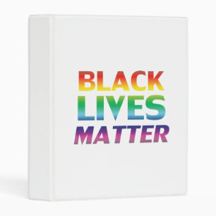Black Lives Matter rainbow modern typography white Mini Binder
