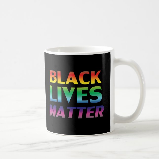 Black Lives Matter rainbow typography lgbt black Coffee Mug (Right)