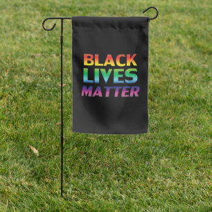 Black Lives Matter rainbow typography lgbt black Garden Flag
