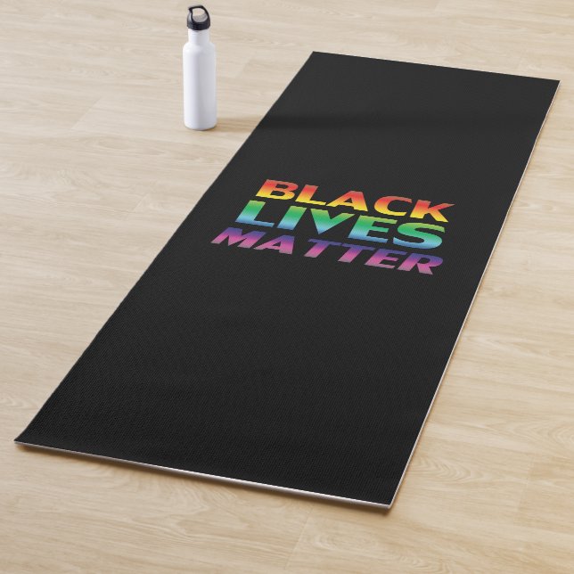 Black Lives Matter rainbow typography lgbt black Yoga Mat (In Situ)