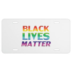 Black Lives Matter rainbow typography lgbt pride License Plate