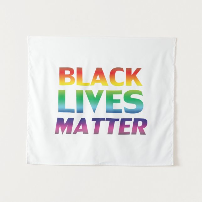 Black Lives Matter rainbow typography lgbt pride Tapestry (Front (Horizontal))