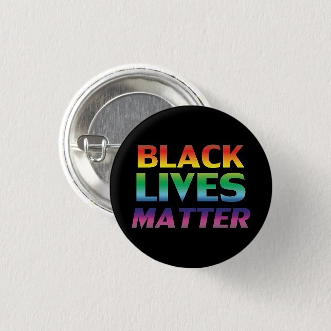 Black Lives Matter rainbow typography pride black Button (Front & Back)