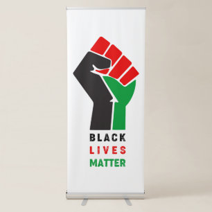 Black Lives Matter raised fist symbol African Amer Retractable Banner