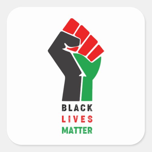Black Lives Matter raised fist symbol African Amer Square Sticker