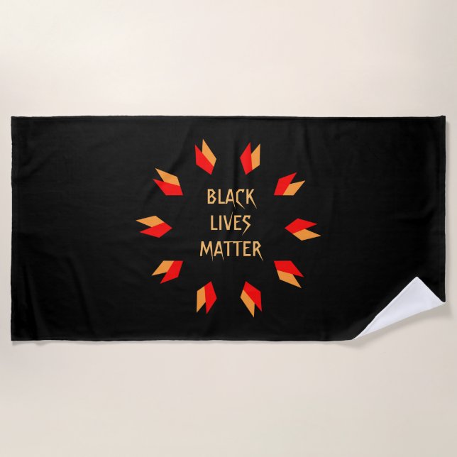 Black Lives Matter Red Gold  Beach Towel (Front)